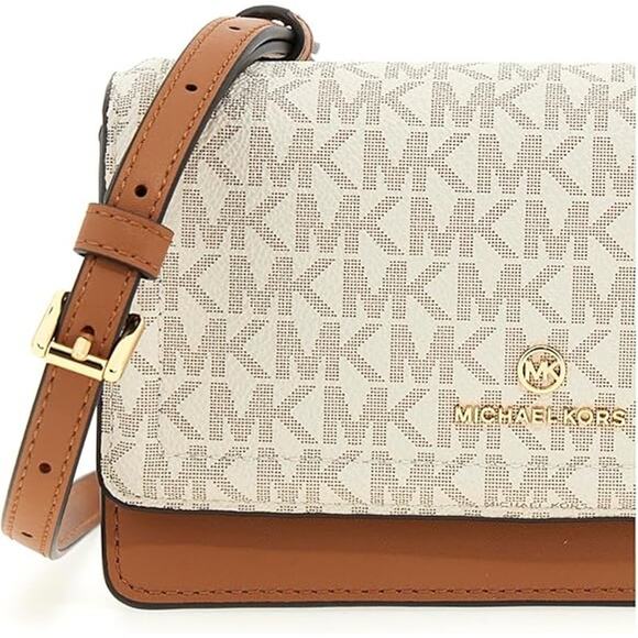 NWT Michael Kors Women Crossbody Bag-Leather- Vanilla/Acorn-OS - Picture 3 of 6
